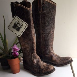 FRYE distressed leather cowboy boots